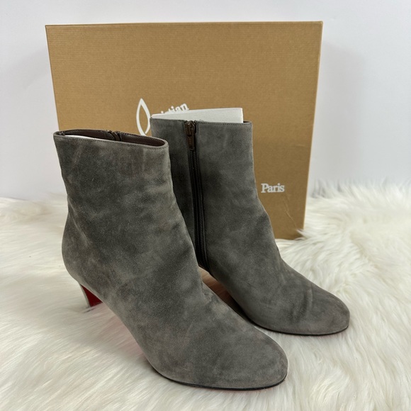 Christian Louboutin Gray Suede Boots Sz 38 - Picture 2 of 15